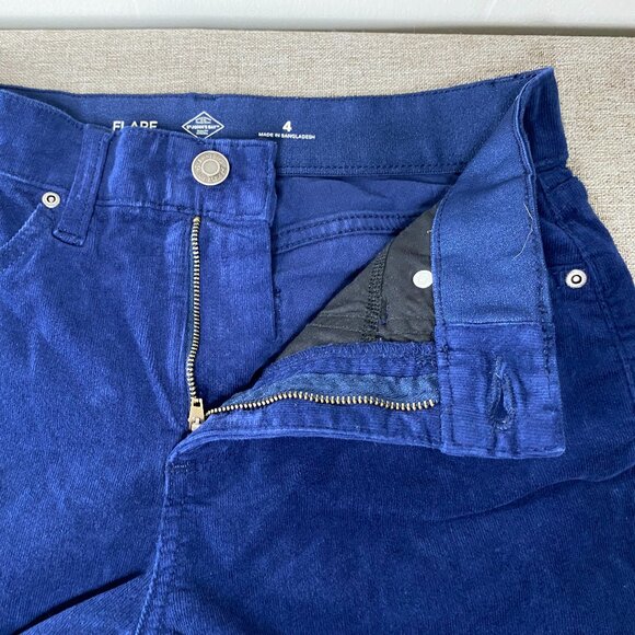 St. John's Bay Corduroy Flare Jeans Women's 4 Mid Rise Blue Casual Pants - Picture 4 of 12
